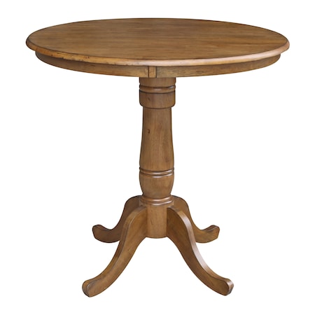 International Concepts Round 36 in Round Top Pedestal Table, 34.9 inH, Pecan, 36 W, 36 L, 35.1 in H, Wood, Pecan K59-36RT-6B
